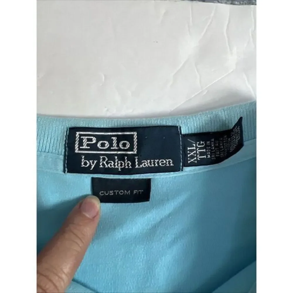 Polo Ralph Lauren Polo Custom Fit Shirt Mens Size XXL TG‎ Sky Blue 100% Cotton